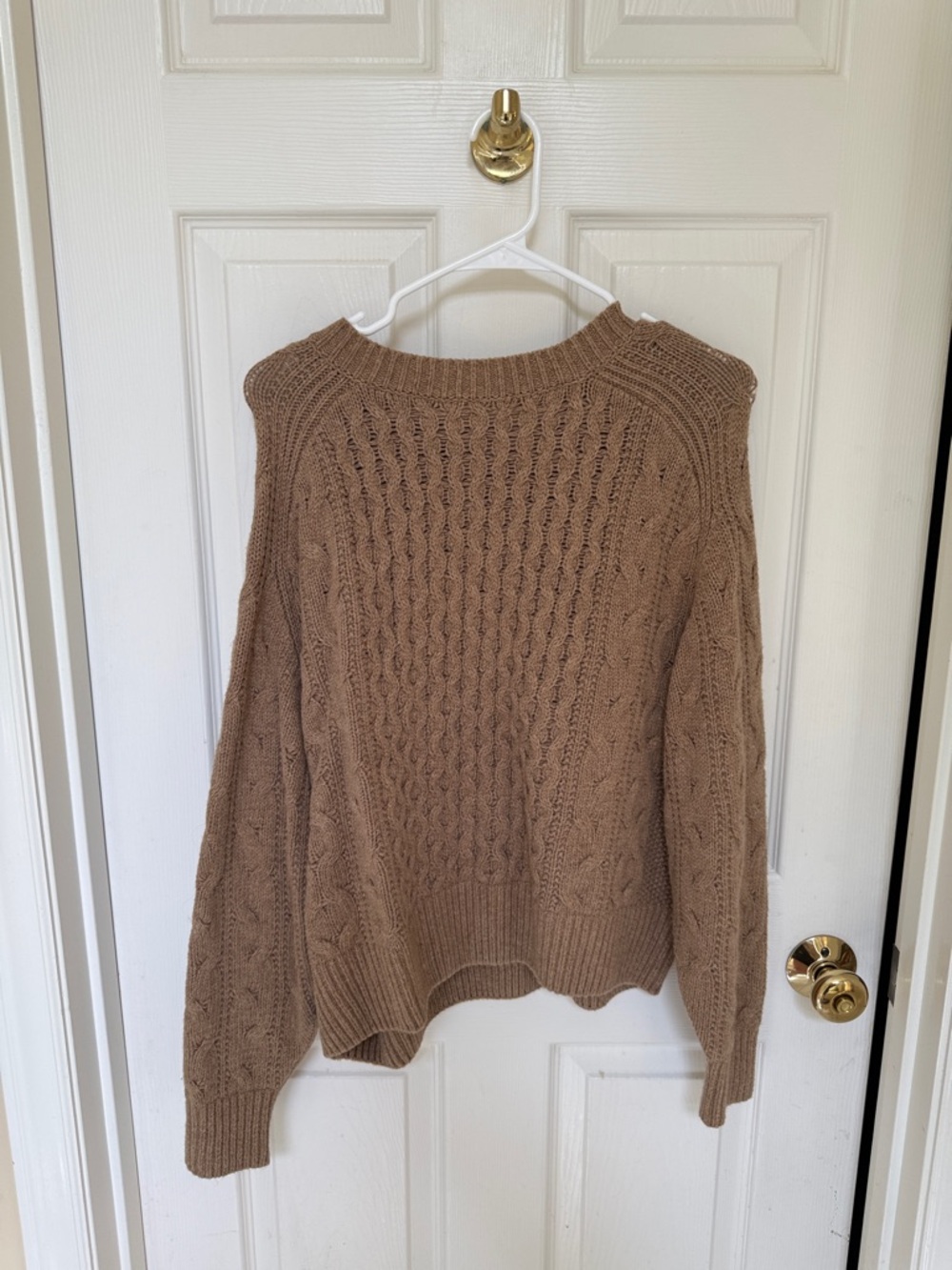 Universal Thread Cable Knit Scoop Neck Sweater - Camel Brown